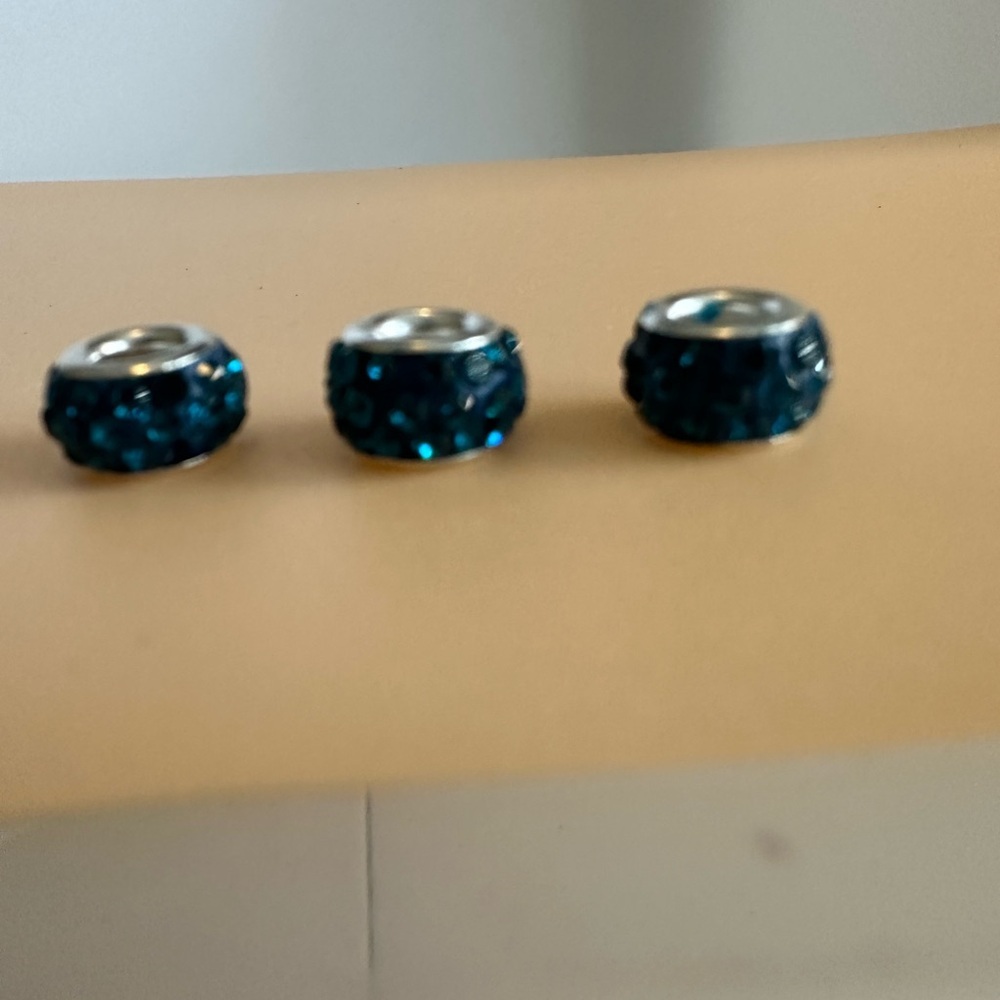 Bundle Only NWT Blue & Silver Crystal Rondelle Bead Charm Set